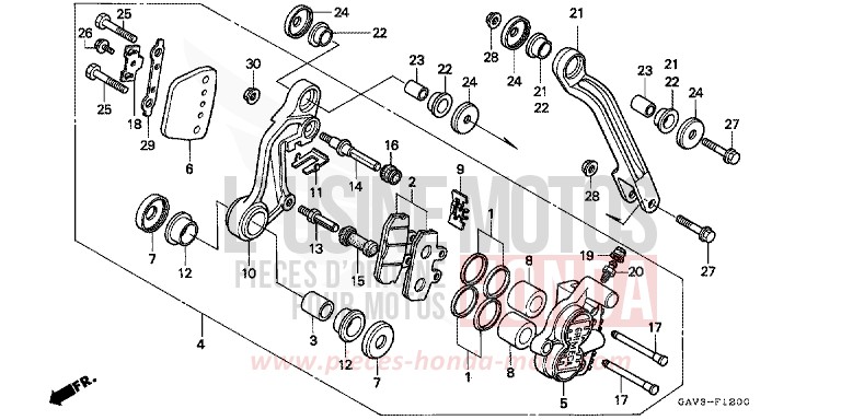 VORDERRAD-BREMSSATTEL von CB1300 Super Bold'or ABS PROCYON RED METALLIC (R203) von 1995